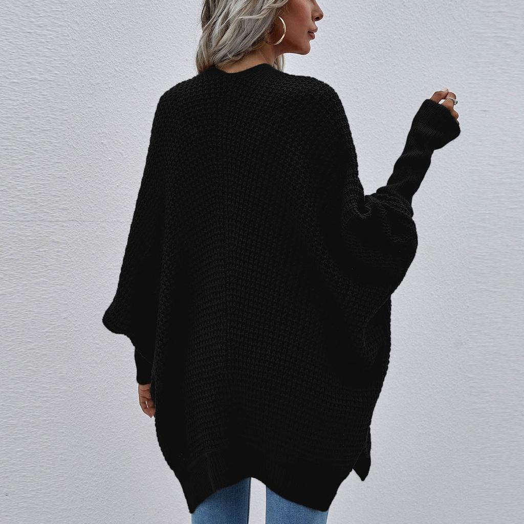 Женская мода вязать кардиган с длинным рукавом свободный однотонный свитер пальто