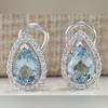 Stylish Light Blue Zircon Inlaid Teardrop Earrings for Women - European & American Fashion