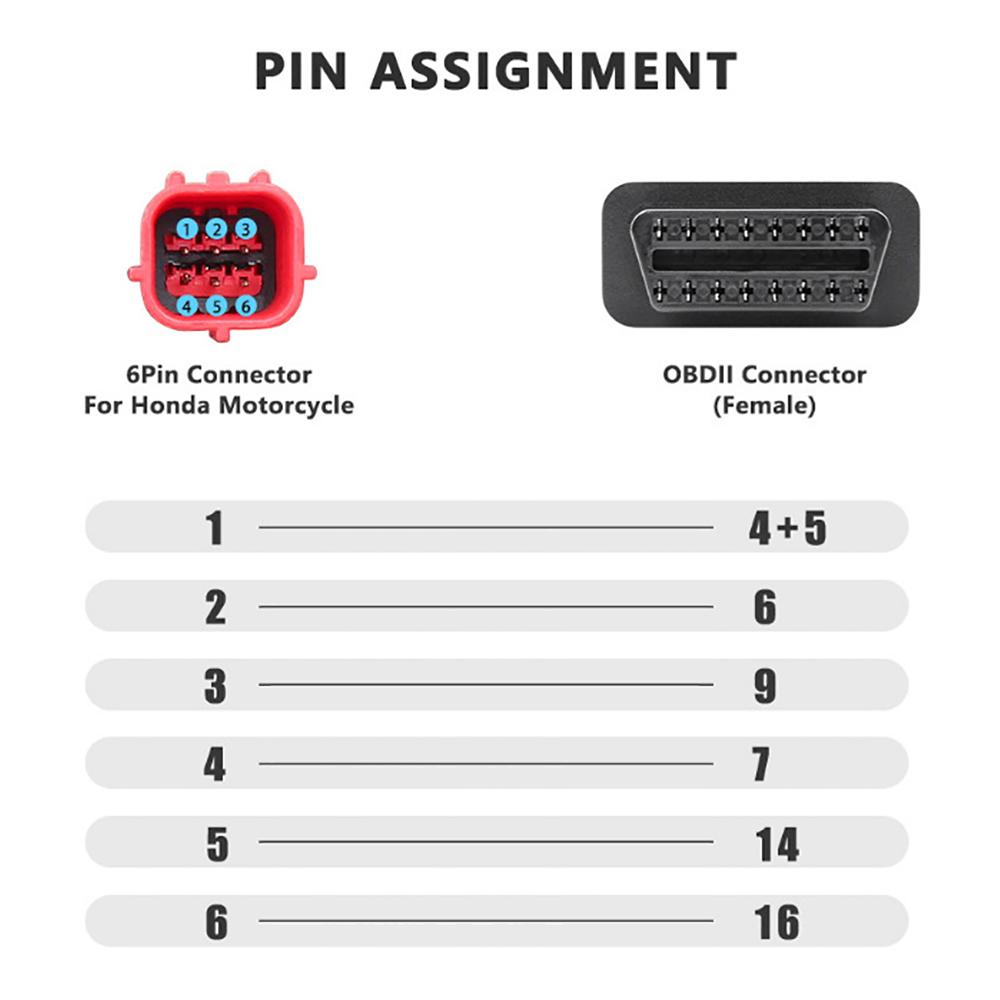 1 шт. 6-контактный на 16-контактный диагностический кабель-адаптер OBD2 для мотоциклов Moto Guzzi Piaggio Vespa, инструмент для диагностики неисправностей двигателя