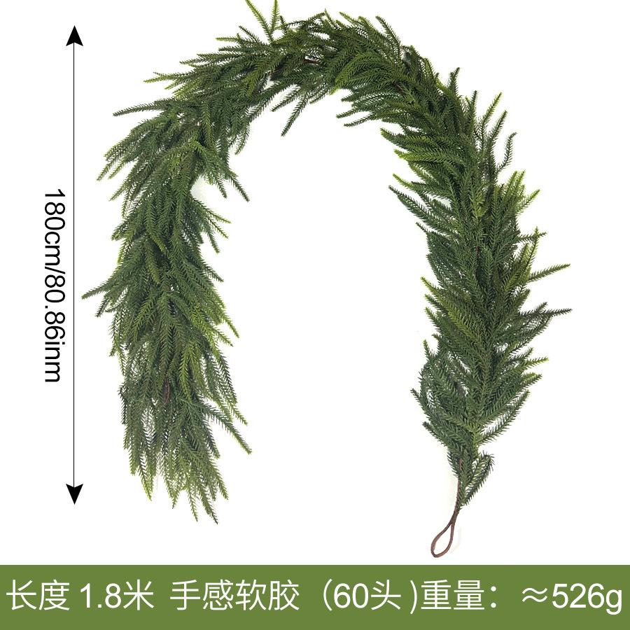 1.8 Meters Plastic Pine And Cypress Rattan Green Wedding Christmas Day Decoration Simulation Rattan Pine Needles Fake Plant Wall Hanging