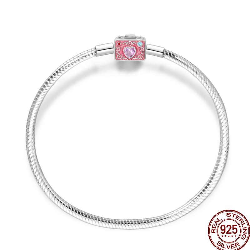 100% Серебряный Браслет Подходит для Оригинальных Бусин-Подвесок DIY Изготовление Украшений Ослепительная Цепочка с Цирконами Браслет Для Женщин