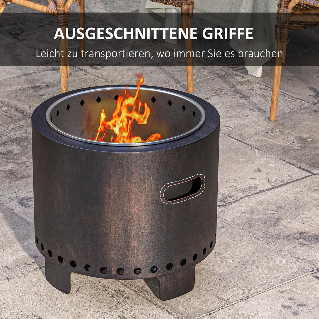 Metal Wood-burning Smokeless Fire Pit, Black