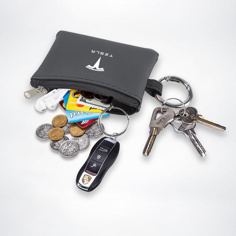 AGLNX1 Car Key Bag Leather Coins Wallet Mini Card Pouch Decorative Gifts For Tesla Model 3 Y S Cybertruck Coil Bonina Juguete Roadster