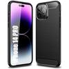 Protective Case - for iPhone - 14 Pro - Lightweight Silicone - Carbon Fiber Pattern - Black