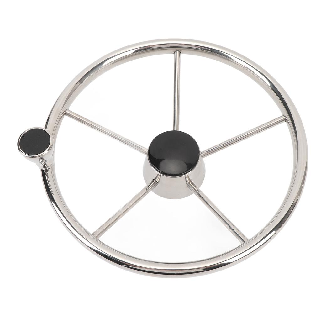 13 1 2 Inch Boat Steering Wheel 5 Spoke 25 Degree Stainless Steel Marine Steering Wheel with Center Cap and Grip for
