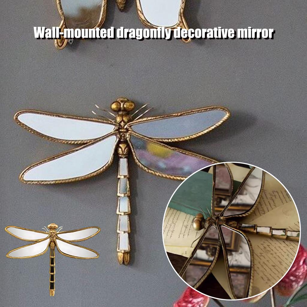 Retro Old Resin Mirror  Butterfly Wall Hanging Wall Background Wall Decoration Painting Mural Simulation Animal Light Luxury