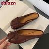Fashion Fashion Butterfly-Knot Flats Slippers Women Mules Shoes Female Shallow Footwear Strange Toe Ladies Flats Slippers Shoes