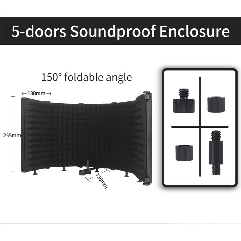 Складная регулируемая звукопоглощающая панель для записи вокала, портативный изоляционный экран для микрофона