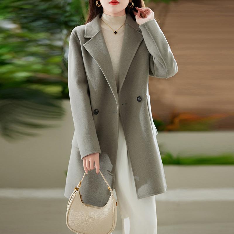 Женское пальто из 100% шерсти TIDENOVEL Осеннее шерстяное длинное пальто Ручной работы Пальто-бушлат Зимняя теплая шерстяная длинная куртка Пальто