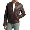 Men's Genuine Lambskin Brown Leather Jacket Stylish Motorcycle Bomber Biker Outerwear MJ 130