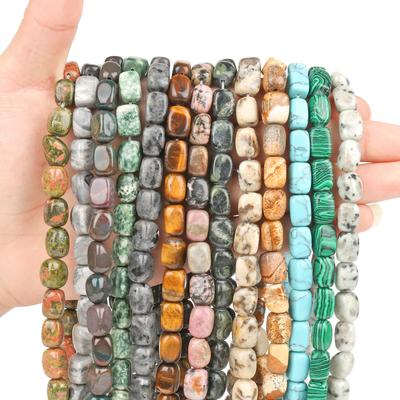 1 шт., натуральный опал, тигровый глаз, бирюза, яшма, малахит, свободные кубические каменные бусины для изготовления ювелирных изделий, браслет «сделай сам», 8x12 мм