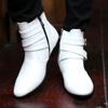 Fashion Chelsea Boots Men White Leather Boots Men High Top Shoes For Men British Style Boots M