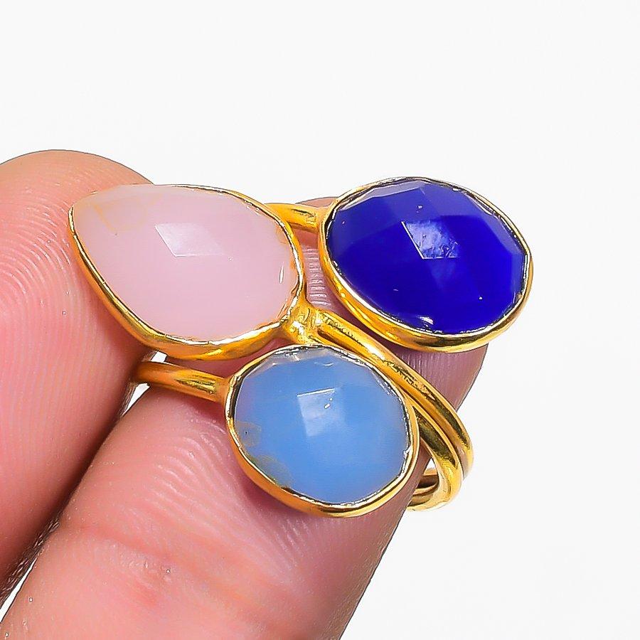 Purple Chalcedony, Quartz Gemstone 925 Sterling Silver Jewelry Ring Size 7 KJ-1634