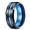 Fashion Men Rings Titanium Stainless Steel Rings For Men Blue Groove Beveled Edge Wedding Engagement Rings Valentine Days Gift