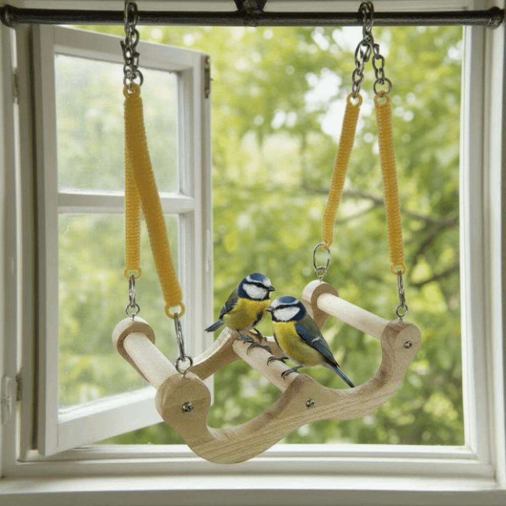 Wear Resistant Wood Bird Swing Chew-resistant Parrot Play Rack Bird Training Stand Bird Enrichment