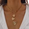 Zirconia Sun Necklace Women Cold Wind Heart Shape Alloy Pendant Bone Chain