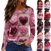 Women's Fashion Valentine's Day Printed Round Neck Casual  Long Sleeve Top