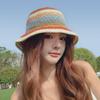 Women's Rainbow Knitted Fisherman Hat - Sun Protection Summer Straw Hat