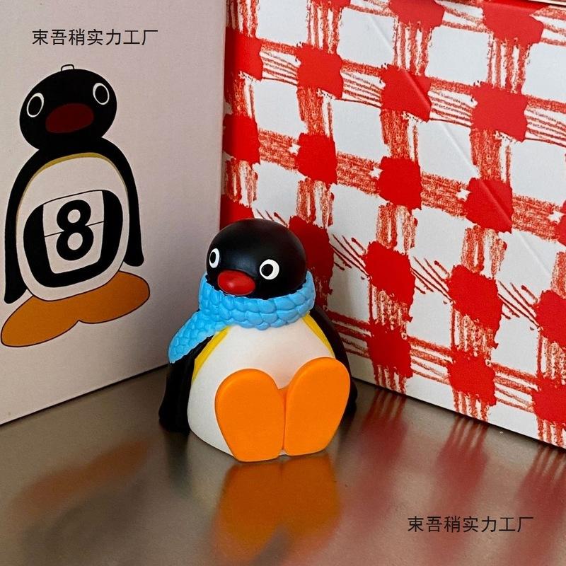 Cute Pingus Penguin Family Doll Ornaments Car Decoration Figure Collectible Model Statue Boy Girl Toy Gift With Seamless Pasting