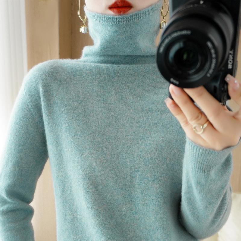 Пуловер с высоким воротником, осень/зима, кашемировый свитер, женский однотонный повседневный свободный пуловер с длинными рукавами, женский низ