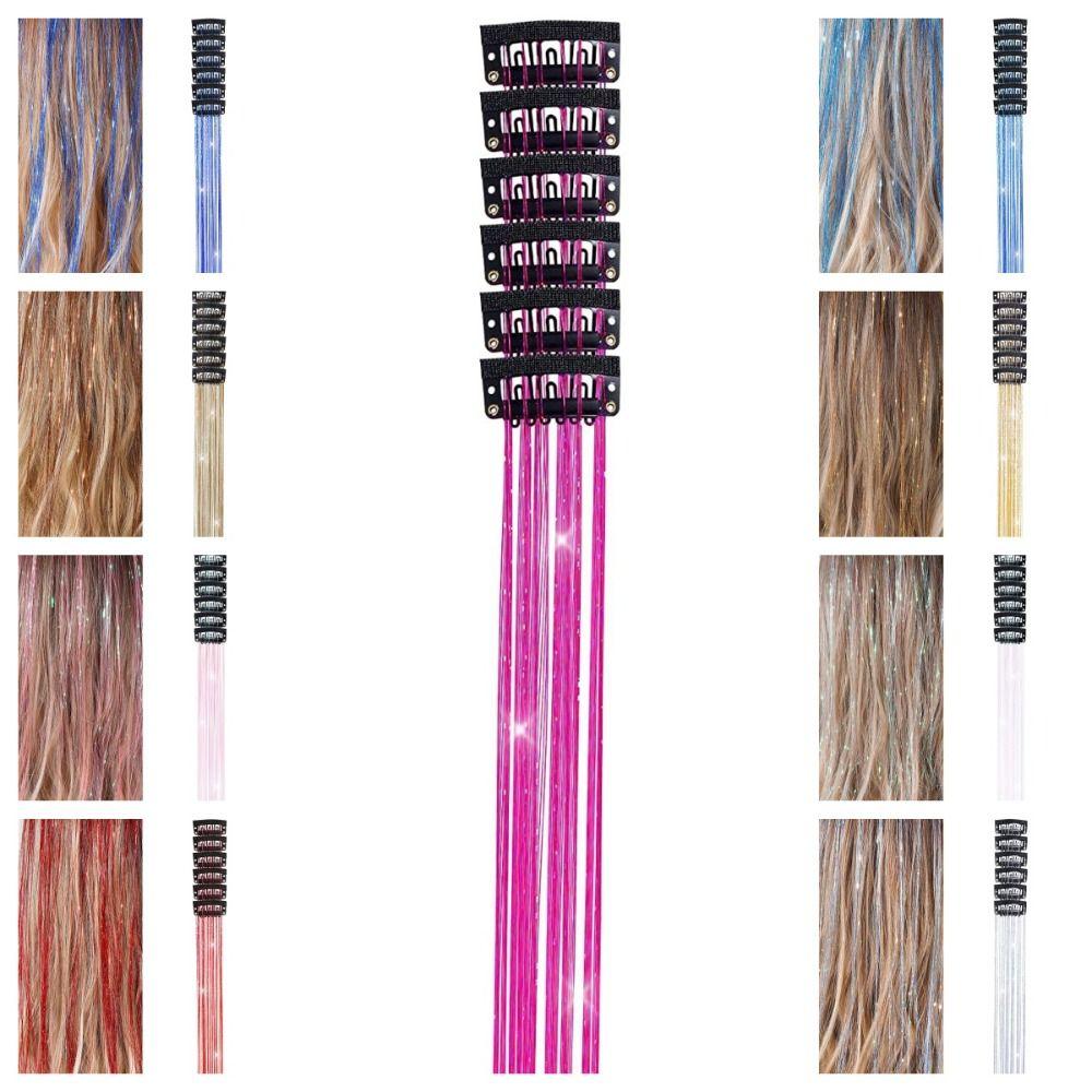 6 шт. Инструменты для плетения волос Мишура Наращивание волос Цветные Блестящие Блестки Волосы Феи Мишура для волос Женские