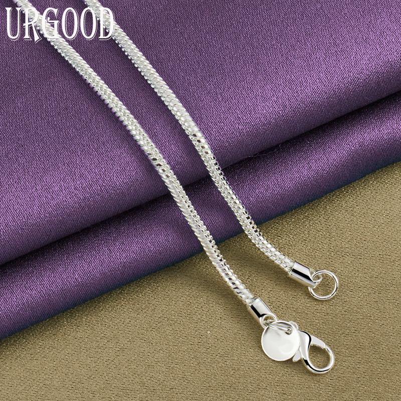 Ожерелье-цепочка из стерлингового серебра 925 пробы со змеей диаметром 3 мм