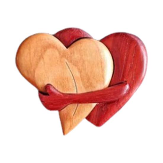 Wooden Heart Ornament Handmade Hugging Love Hearts Romantic Heart Ornament Couple Keepsake Gift for Wedding Anniversary Valentine's Day