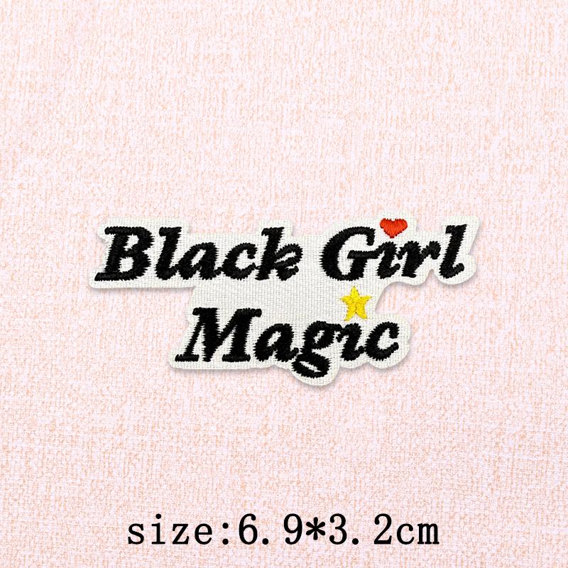 Вышитый патч 'Черная девушка', нашивка на клеевой основе для одежды, патчи 'Магия черной девушки' на одежду, аппликация для шитья и глажки своими руками
