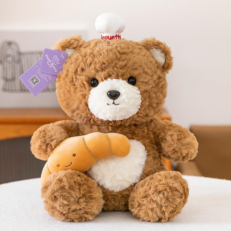 New Bread Bear Series Plush Toys Cake Toys Croissants Cute Bear Dolls Children's Sleeping Toys