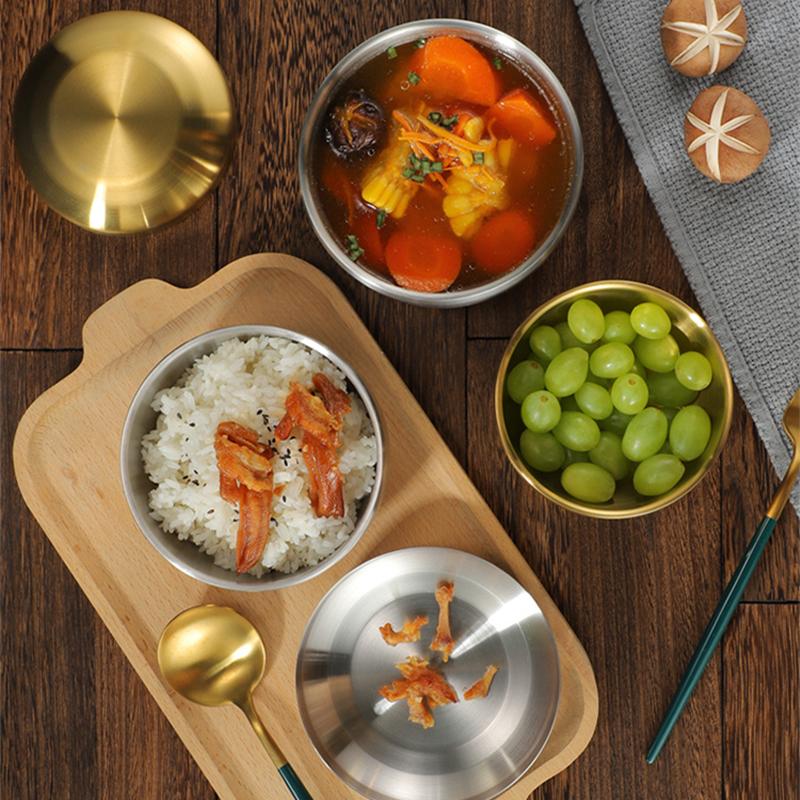 Корейская лапша Рамен Кимчи суповая миска из нержавеющей стали с крышкой столовая посуда двухслойные антипригарные миски кухонный контейнер для еды