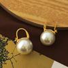 Серьги с медным покрытием из настоящего золота в стиле ретро в стиле Гонконга с жемчугом, элегантные женские серьги, простые модные серьги
