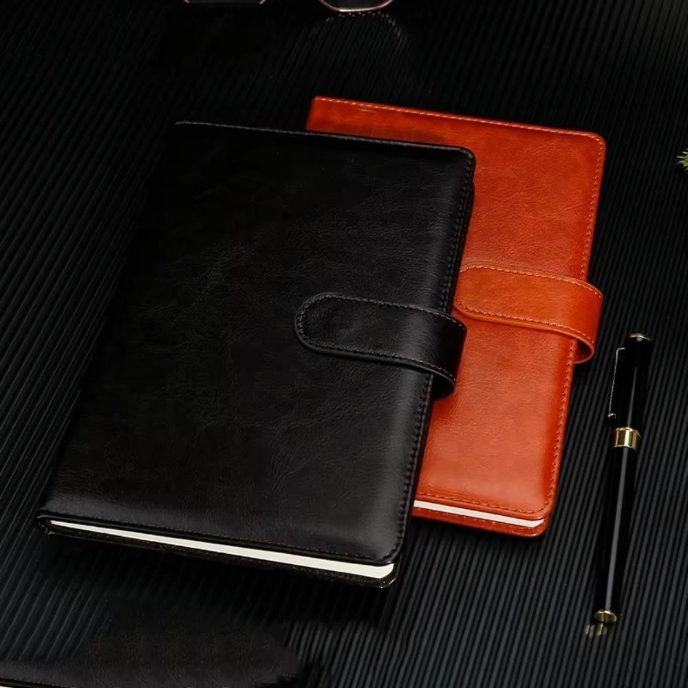 PU Leather Meeting Record Book A5 Hardcover Notebook Retro Business Notebook Office Stationery