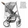 Zamboo - Habillage Pluie Universelle pour Poussette - Protection avec Fenêtre de Contact et Ouverture Frontale Complète - Transparen