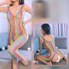 Colorful Stripes Sexy Hollow Stretch Porn Fishnet Erotic Lingerie for Women Female Crotchless Teddy Bodystockings Erotic Adult Female Sex Game Costume