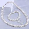 3-Piece Faux Pearl Jewelry Set - Elegant Beaded Necklace, Bracelet & Earrings - Ideal for Parties & Gifts