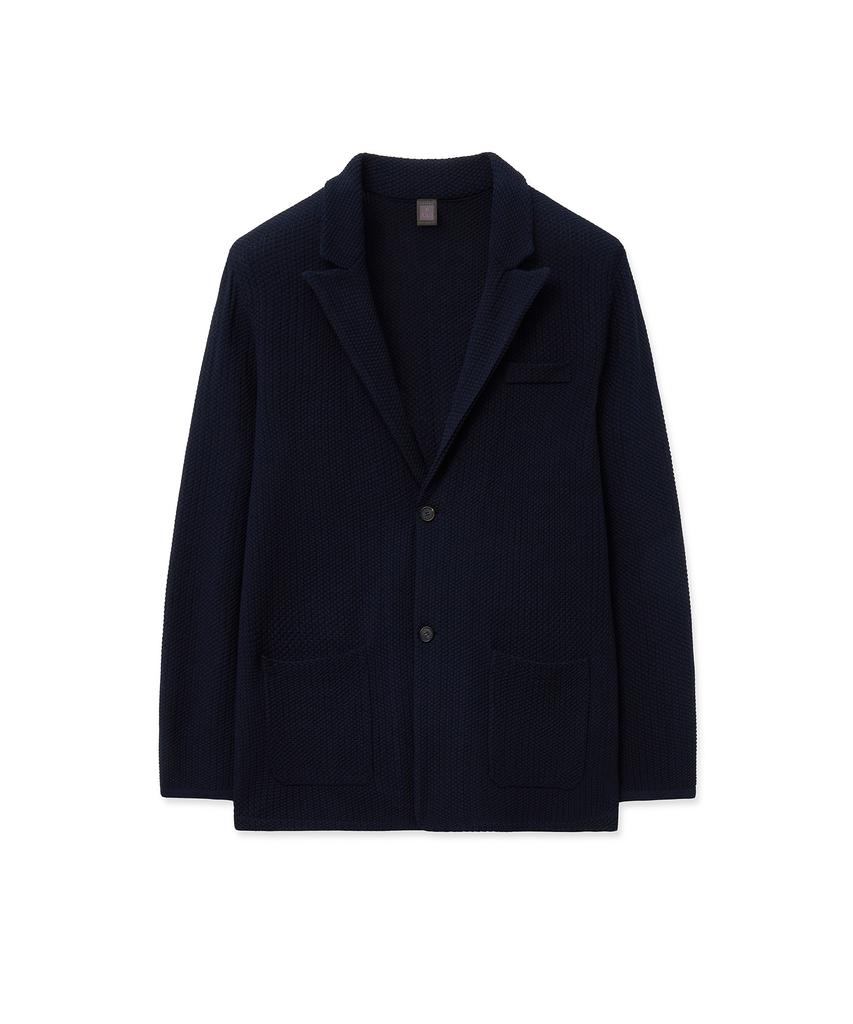 IOLO Waffle Peaked Knit Jacket_Navy