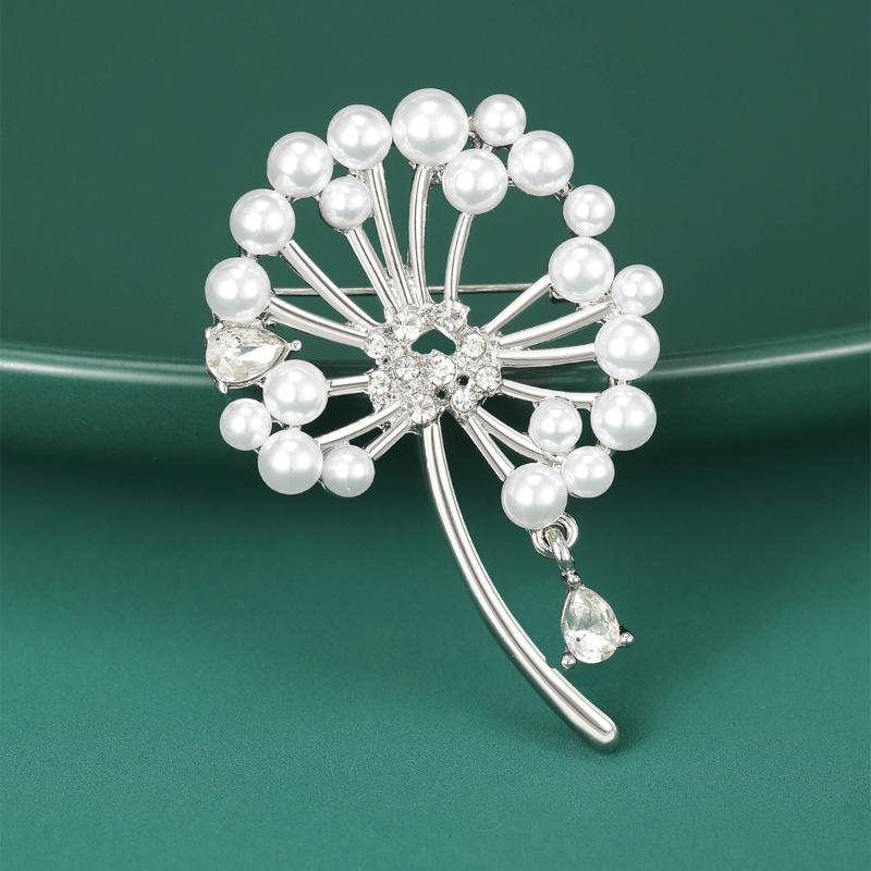Dandelion Pins For Women Pearl Plant Brooches Banquet Party Backpack Gifts Jewelry Accessories