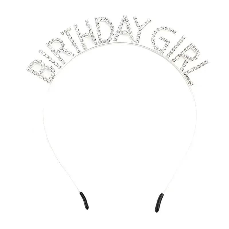 Crystal Birthday Crown Tiara Headband for Women Metal Rhinestone Prom Diadem Crown Sweet Girls Hair Accessories Party Jewelry