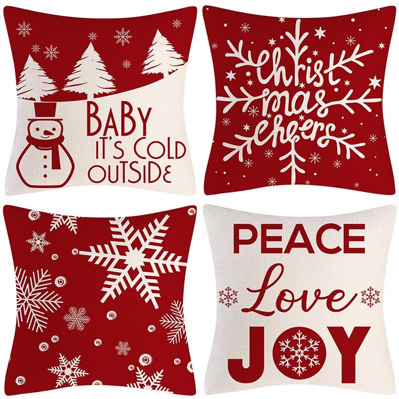 Festive Christmas Pillow Cover Set 45x45cm Short Plush Decorative Cushion Covers Sofa Bed Living Room Holiday Party