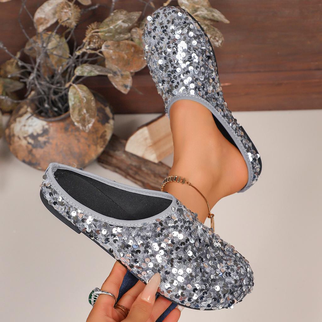 Women Flat Shoes Bling Women Loafers Platform Shiny Women's Casual Shoes Sequin Slippers Summer Ballet Women Lightweight Shoes