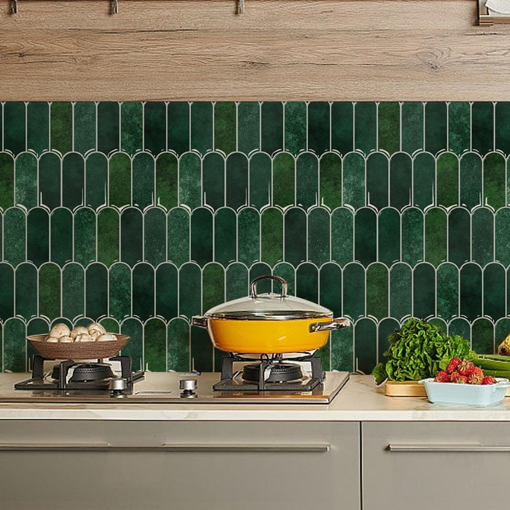 Самоклеящаяся 3D плитка для стен ПВХ Водонепроницаемая наклейка на стену Форма чешуи рыбы Устойчивая к плесени Кухонный фартук Для кухни Ванной комнаты