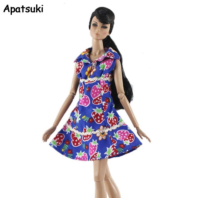 Фиолетовое клубничное модное кукольное платье для куклы Барби 1/6, одежда, наряды, вечернее платье для куклы Барби, аксессуары для детей, игрушка