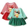 Qishki Rojdestvo libosi chaqaloq qizlar uchun, Toddler bug'u chiziqli libos, Tyul liboslar, Uzun qisma, Malika libosi, Bayram ziyofati libosi 0-6Y