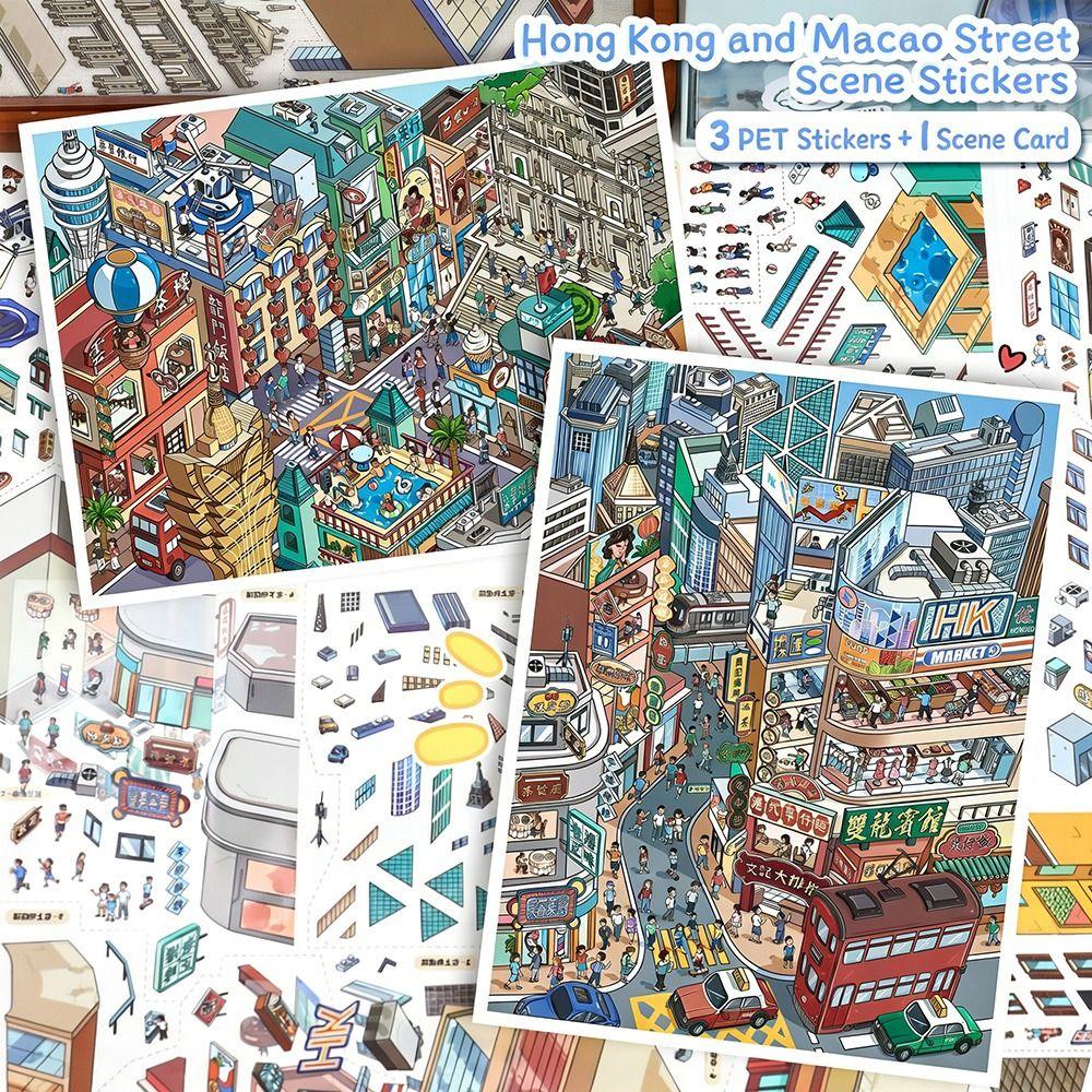 Kawaii Design 3D City Sticker DIY Design Festival Theme DIY Pocket Scene Special Economic Zone Landscape Sticker Festival Gift