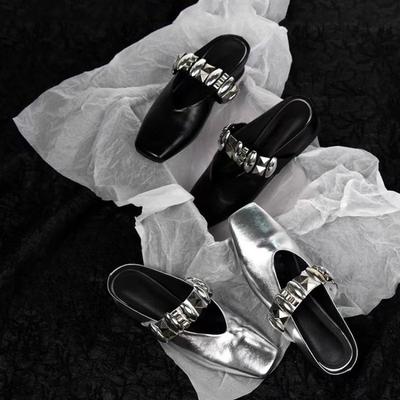 Элегантная обувь Обувь с закрытым носком Женские туфли на одну ногу с квадратным носком Полушлепанцы Стелька Увеличивающие рост Крутые тапочки