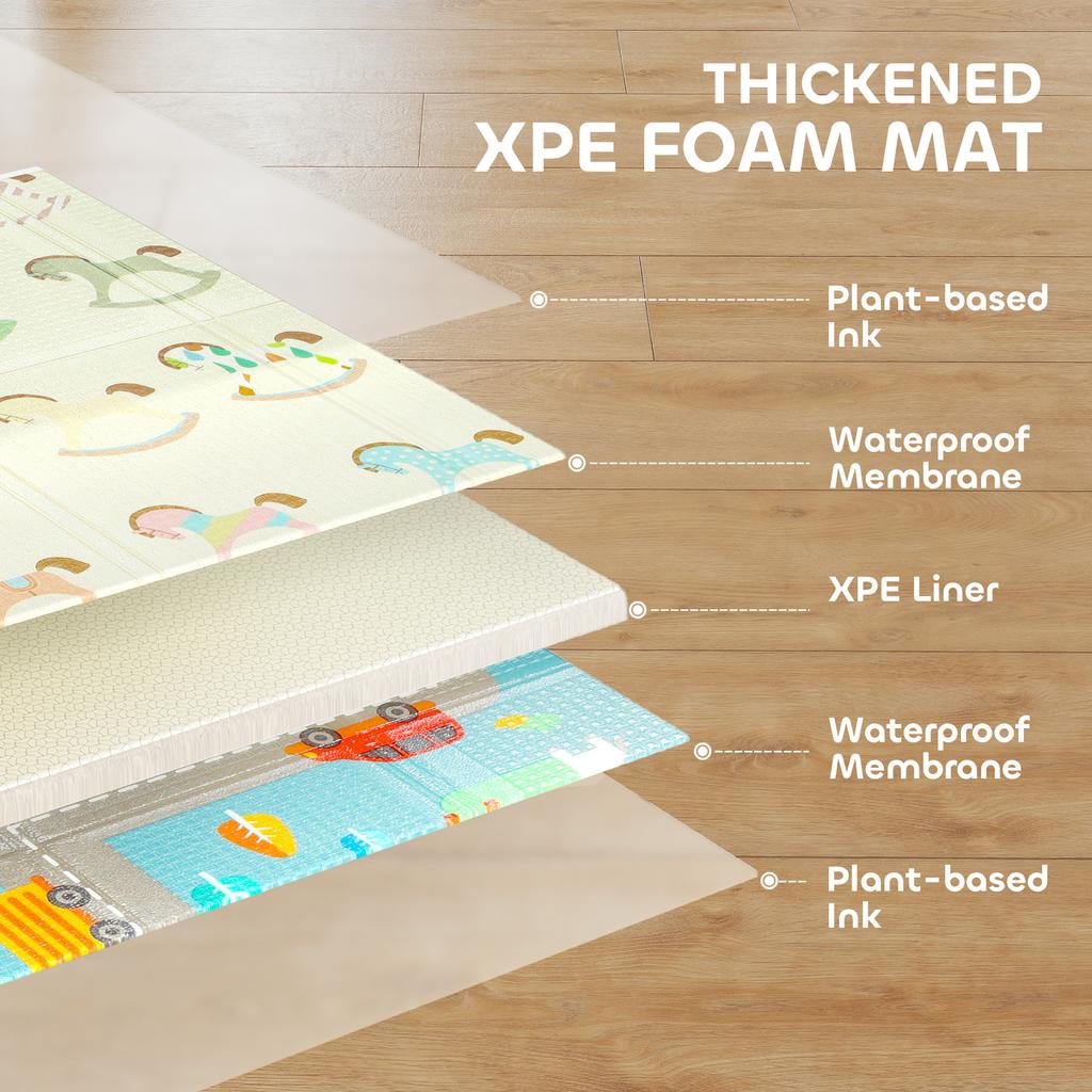 Foldable Double-Sided Baby Play Mat, for Toddlers, Bedrooms, Nurseries, Playrooms