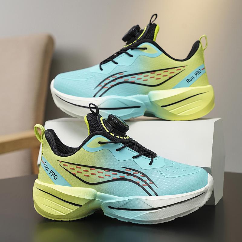 Заводские детские легкие кроссовки для бега удобные и дышащие весенне-осенние вращающаяся пряжка нескользящие уличные мужские и женские спортивные