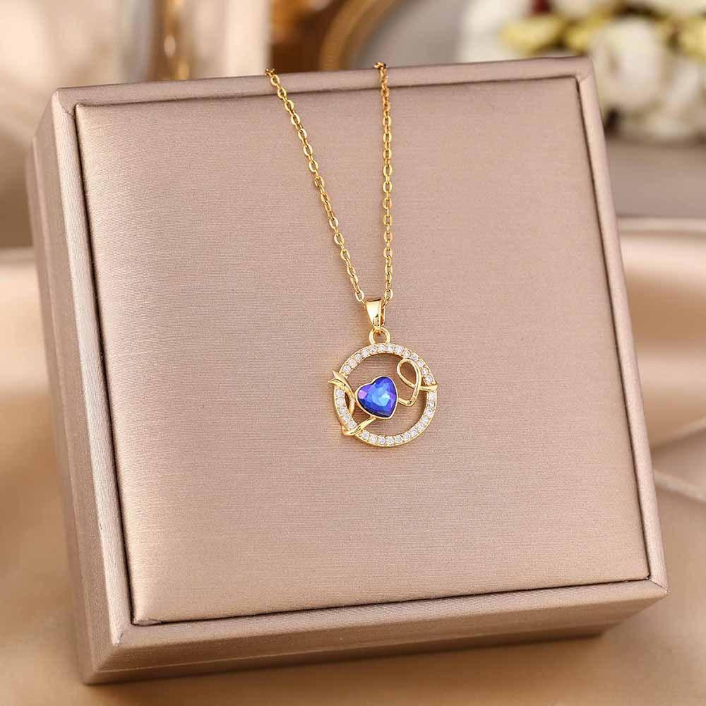 Titanium Steel Necklace For Women Elegant Simple Fashion Zircon Collarbone Chain Light Luxury Niche Jewelry