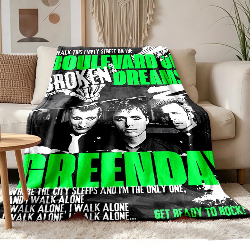Green Day Мягкий и удобный фланелевый плед Подходит для диванов, гостиных, кемпинга на открытом воздухе, путешествий, а также станет отличным подарком на годовщину