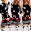 2024 Ladies Christmas Print Dress Long Sleeve Short Skirt